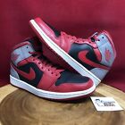 Nike Air Jordan 1 Mid Size 9 Fire Red Cement 554724-603 Bred Chicago Flu Game I
