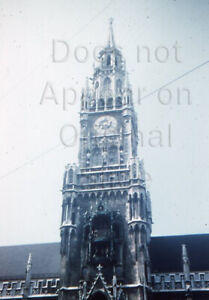 1955 Town Hall Glockenspiel Munich Germany Clock Tower 2 red border 35mm Slides