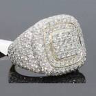 Gold CLUSTER ICED OUT Lab Simulated Diamond Band MICROPAVE Mens Pinky Ring