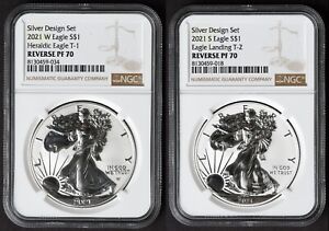2021-W, 2021-S ERROR LABEL Mislabeled Set NGC PF70 Reverse Proof Silver Eagle