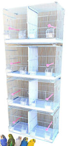 4-Stack Breeding Bird Canary Finches Cages Side Nest Doors With Center Dividers