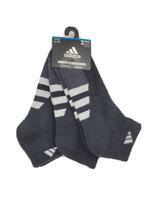 3 Pair Adidas Low Cut Socks, Men's Shoe Size 6-12, Black, Athletic, L26