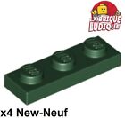 Lego 4x Plate Flat 1x3 3x1 Green Dark / Dark Green 3623 New