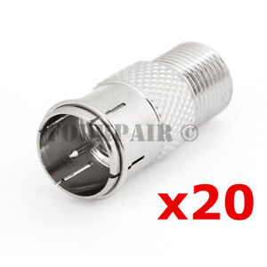 20 Pack Lot - F Type Quick Plug RF Coax Cable Adapter Connector - Male to Female