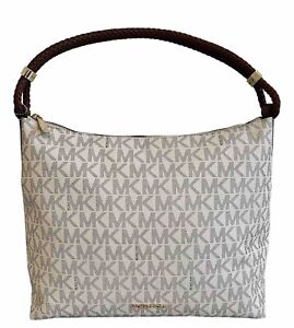 Michael Kors Jet Set Lexington Vanilla/Brown Logo Shoulder Bag Handbag Tote