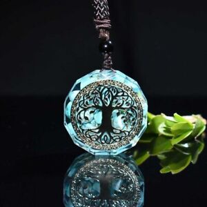 Tree Of Life Orgonite Pendant Necklace Natural Turquoise Crystal Healing Pendant