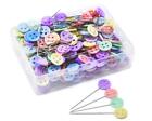 200 Pieces Flat Button Head Pins Boxed for Sewing DIY Projects (Assorted Colo...