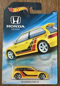 Hot Wheels 2018 Walmart Exclusive '90 Honda Civic EF Yellow Pr5 Honda Series 2/8