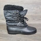 Sorel Snow Boots Women’s Size 8 Black Rubber Sole Winter Rain Wool lined