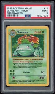 1999 PSA 9 Mint Venusaur Shadowless Holo Base Set Pokemon Card 15/102