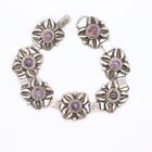 Vintage Mexico Silver and Amethyst link bracelet 8