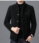 Winter Woolen Stand Collar Coat Men's Casual Wool Cotton Coat Jacket Warm Trench