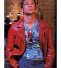 Fight Club Brad Pitt Tyler Durden Real Leather Jacket Red FC Motorcycle Coat