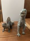 Vintage 1970's Dinosaur Figurines Hard Rubber Prehistoric Set Of 2