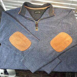 New ListingGenuine Orvis Men's Med. Leather Trim Shirt Long Sleeve Quarter-Zip Arm Patches