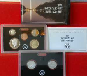 2021 S U.S. Mint Silver Proof 7 Coin Set - With Box & COA - Ultra Deep Cameo Set