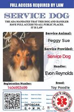 ADA Service Dog Card ID Badge Assistance Animal Badge ESA With QR Code