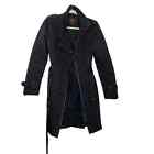 Cole Haan black trench coat with leather trim. Size XS