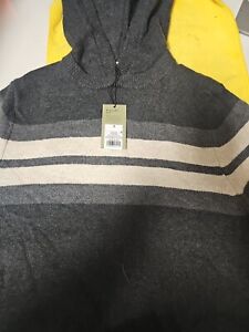 Men's Striped Hooded Pullover Sweater - Goodfellow & Co Dark Gray S