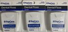 Lot of 3 TOPCARE Waxed Unflavored Dental FLOSS 100 Yards Each Top Care