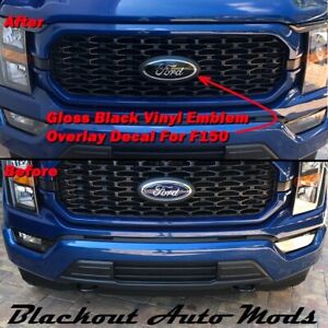 Gloss Black Emblem Overlay Vinyl Decals For 2015-2023 Ford F150 (For: F-150 XLT)