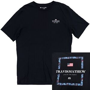 Travis Mathew Men's 'Peak Summer' Tee Black Crew Neck Graphic T-Shirt