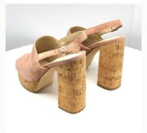 Guess Womens Caleesi Pink Block Heel Platform Heels 9 Medium