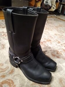 FRYE GAUCHO BLACK LEATHER SOFT TOE HARNESS MOTORCYCLE BOOTS #87250 MEN'S 9.5M