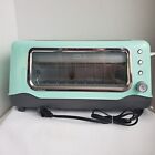 Retro Dash Clear View Aqua Extra Wide Slot Toaster stainless steel accents