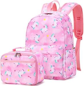 Girls pink unicorn schoolbag elementary school students waterproof backpack