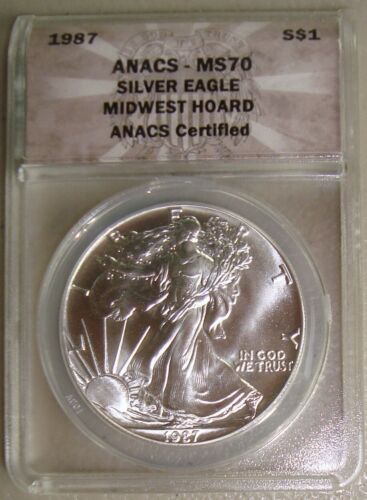 1987 1 oz American Silver Eagle Coin ANACS MS70