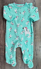 Baby Girl Clothes Child Mine Carter's Newborn Green Fleece Zebra Footed Outfit