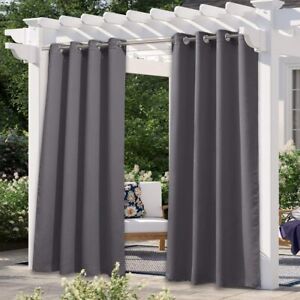 2/4 Panels Waterproof Outdoor Blockout Curtains Patio Thermal Insulated Drapes