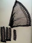 antique Black Lace Scraps Vintage Lot Old French Art Doll Goth Collage