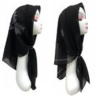90cm Square Scarf Muslim Diamonds Hijab For Women Chiffon Shawls Dubai Headwraps