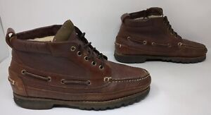 LL Bean Allagash Chukka Boots  Sherpa Lined Men's Size 11 D Bison Brown Leather
