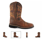 JUSTIN WK4681 Men's Driller Brown Leather Embroidered Work Boots Size 12 EE