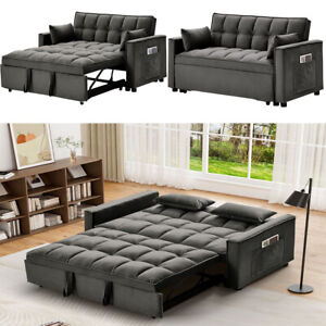 Modern Convertible Comfy Velvet Sleeper Sofa 3-in-1 Pull Out Bed Folding Sofa