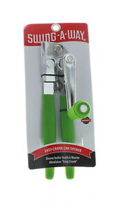 Swing-A-Way Easy Crank Can Opener with Bottle Opener - Comfort Grip Handle Green