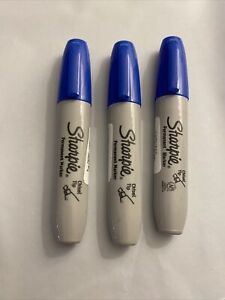 38282 Sharpie Chisel Tip Permanent Marker, Blue Ink, Pack of 3 j