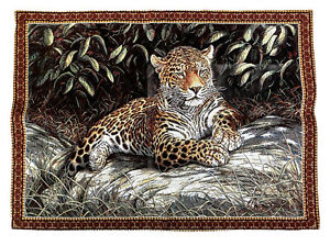 Beautiful Woven Tiger Cub Tapestry Wall Hanging 41x30” Excellent Condition