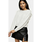 Topshop Boat Neck Cropped Knit Sweater Light Gray Women's Medium NWT $58