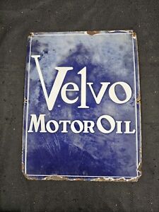 RARE 1920'S Velvo Motor Oil Porcelain Sign ORIGINAL GUARANTEED
