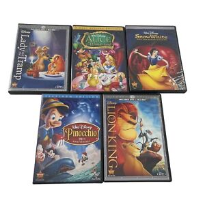 New ListingLot Of 5 Disney DVD Snow White Pinocchio Lion King Lady And Tramp Alice Movie Se