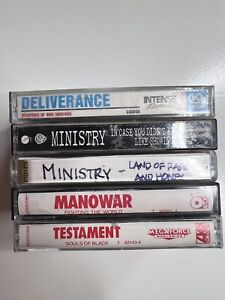 Ministry, Manowar, Testament, & Deliverance (5) Cassette Lot - Metal/Trash/Rock