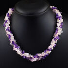 388 Cts Natural Amethyst & Rose Quartz Braided Beads Womens Necklace JK 19E423
