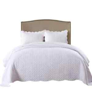 MarCielo 100% White Cotton Quilt Set Bedspread Coverlet, B34