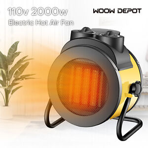 2000W Electric Forced Space Heater Hot Air Fan Portable Greenhouse Heater Yellow
