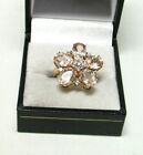 Beautiful 9ct Gold Large Rose Quartz & Diamond Cocktail Ring Size J - 21222
