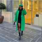 Mango | MNG Blogger Favorite Wool Blend Long Green Coat Lanificio Roma XL